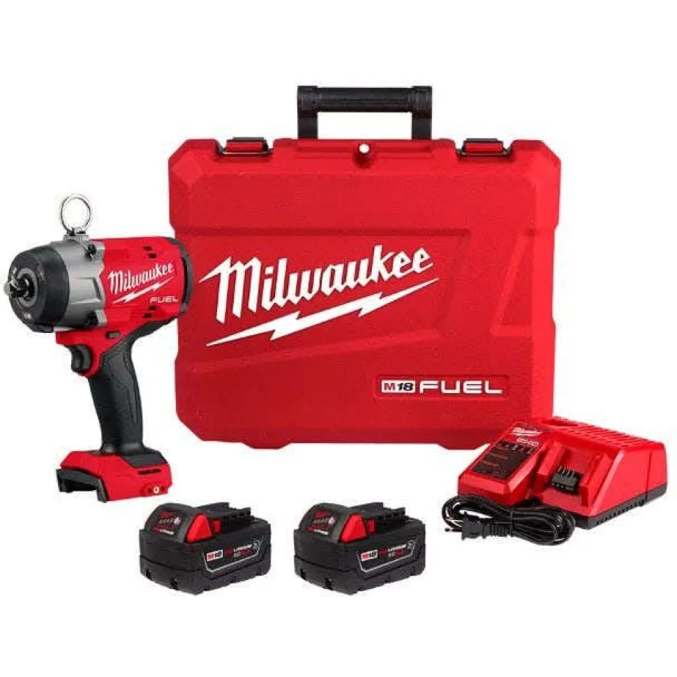 Milwaukee M18 FUEL 1/2" High Torque Impact Wrench Pin Detent Kit + 31pc. Impact Duty Metric/SAE PACKOUT Deep Socket Set Bundle KIT-2966-22-49-66-6806