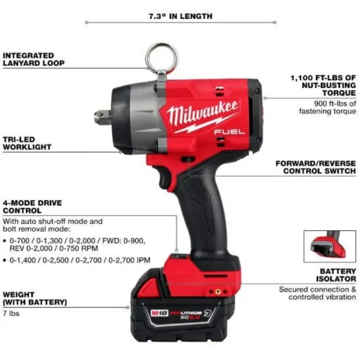 Milwaukee M18 FUEL 1/2" High Torque Impact Wrench w/ Pin Detent Kit 2966-22