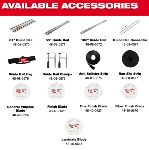 Milwaukee M18 FUEL 6-1/2" Plunge Track Saw & Guide Rail Clamps & 31" Guide Rail