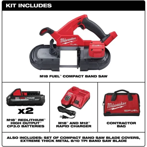Milwaukee M18 FUEL Compact Band Saw Kit & M18 FUEL 4-1/2" / 5" Variable Speed Braking Grinder, Paddle Switch No-Lock