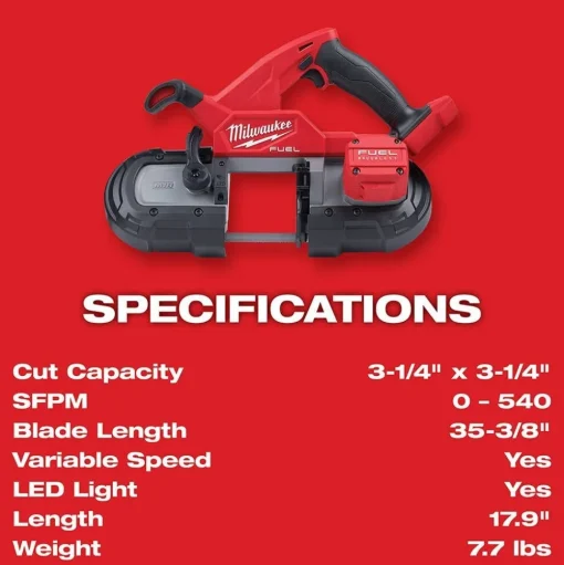 Milwaukee M18 FUEL Compact Band Saw Kit & M18 FUEL 4-1/2" / 5" Variable Speed Braking Grinder, Paddle Switch No-Lock