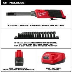Milwaukee M12 FUEL INSIDER Extended Reach Box Ratchet 3050-21