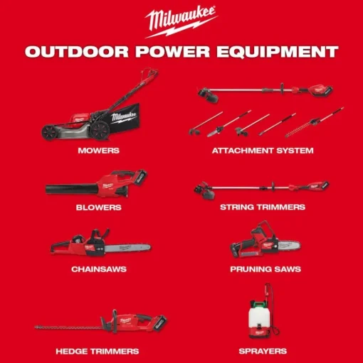 Milwaukee M18 FUEL QUIK-LOK Hedge Trimmer, Edger, 10" Pole Saw, 3' Extension Attachments Set 49-16-2719 & 49-16-2718 & 49-16-2720 & 49-16-2721