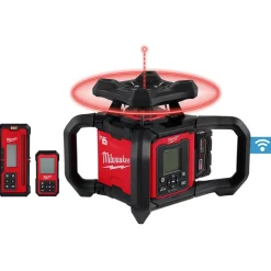 Milwaukee M18 Red Exterior Dual Slope Rotary Laser Level Kit w/ Receiver & Remote 3704-21