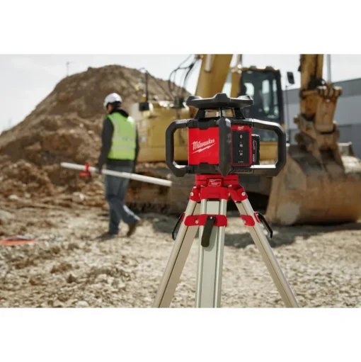 Milwaukee M18 Red Exterior Rotary Laser Level Kit w/ Receiver, Tripod, & Grade Rod 3701-21T