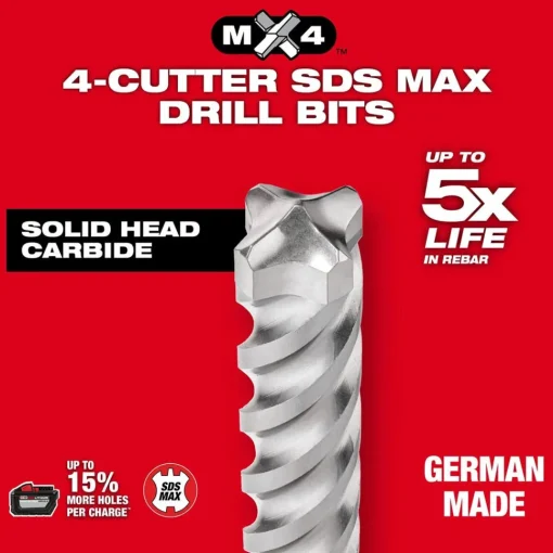 Milwaukee MX4 7/8" x 24" x 29" 4-Cutter SDS-MAX Rotary Hammer Drill Bit 48-20-3947