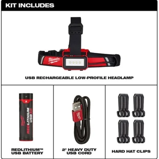Milwaukee RedLithium USB 600 Lumen Low-Profile Headlamp (3.0Ah) Kit 2115-21