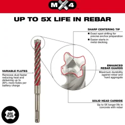 Milwaukee SDS-Plus 3/4" x 16" x 18" MX4 4-Cutter Rotary Hammer Drill Bit 48-20-7220