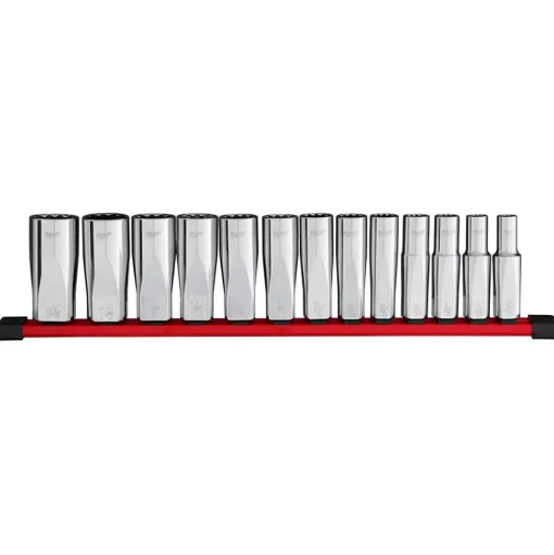 Milwaukee Tool 13pc 1/2" Drive 12-Point Deep Well SAE Socket Set 48-22-9424