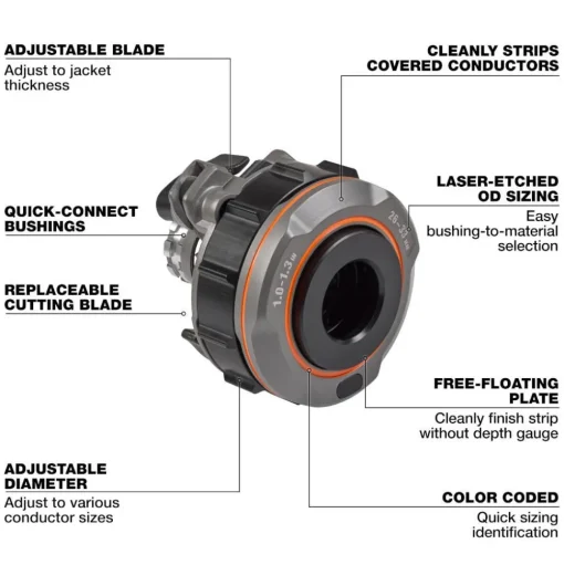 Milwaukee Tools 1" - 1.3" Adjustable Bushing for M18 FUEL™ Covered Conductor Cable Stripper 49-16-B131