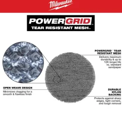 Milwaukee Tools 3” 220 Grit Mesh Sanding Discs with POWERGRID Tear Resistant Mesh – 12 pk + Pad Saver 48-80-6220