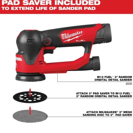 Milwaukee Tools 3” 120 Grit Mesh Sanding Discs with POWERGRID Tear Resistant Mesh – 12 pk + Pad Saver 48-80-6120