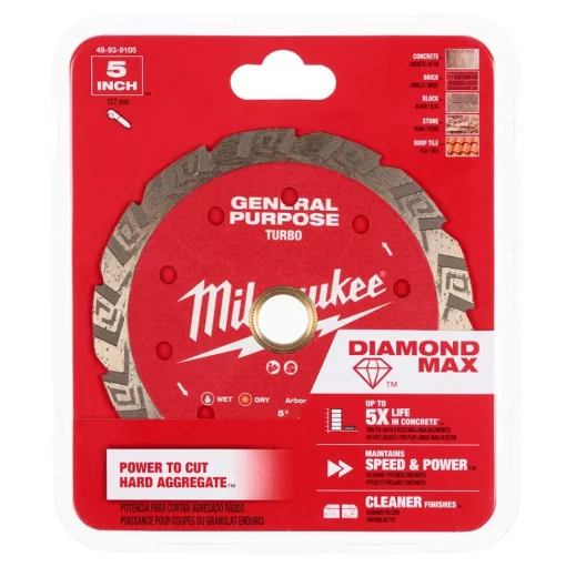 Milwaukee Tools 5" Diamond Max Turbo, General Purpose Diamond Blade 49-93-9105
