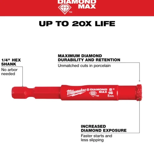 Milwaukee Tools 5/16" Diamond Max Hole Saw Bit 49-56-0507