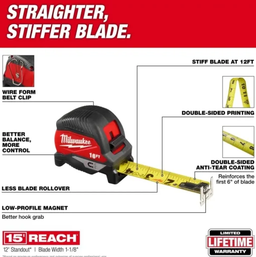 Milwaukee Tools 16' Magnetic Tape Measure 48-22-1016M