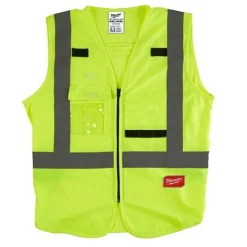 Milwaukee Tools ANSI Class 2 High Visibility 10 Pocket Safety Vest Hi-Vis Yellow 48-73-502