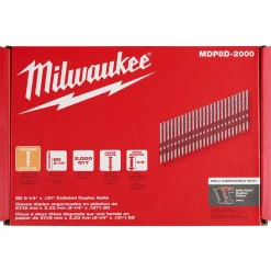 Milwaukee Tools 8D 2-1/4” x .131” Collated Duplex Nails (Box of 2000) MDP8D-2000