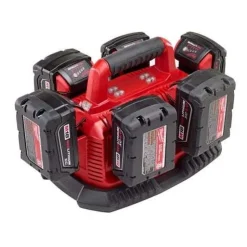Milwaukee Tools M18 5.0 Ah XC Battery 2 PACK & 6-Bay Sequential Charger Bundle