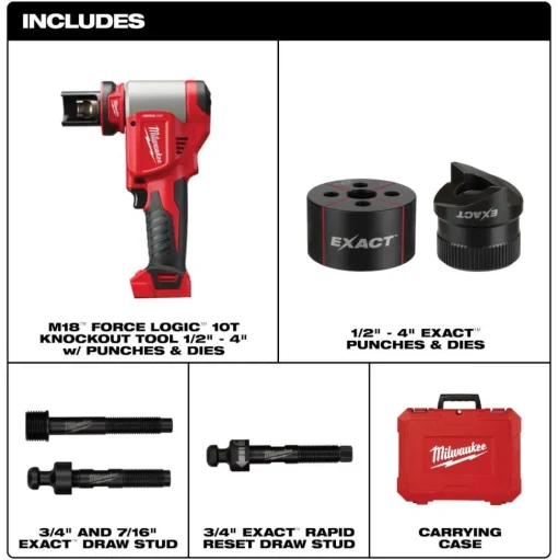 Milwaukee Tools M18™ FORCE LOGIC™ 10 Ton Knockout Tool 1/2" to 4" 2676-04