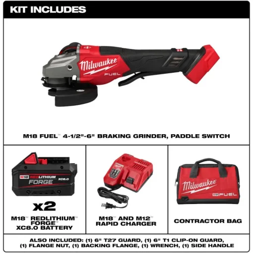 Milwaukee Tools M18 FUEL 4-1/2"-6" Braking Grinder, Paddle Switch Kit 3670-22