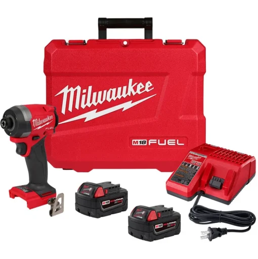 Milwaukee Tools M18 FUEL 1/4" Hex Impact Driver Kit and M18 Red Lithium 5.0 Ah XC Battery 2 PACK KIT-2953-22-48-11-1852