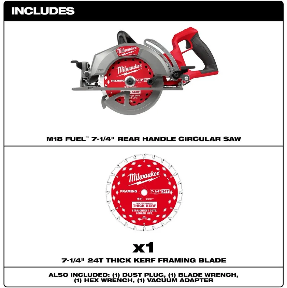 Milwaukee Tools M18 FUEL™ 7-1/4" Rear Handle Circular Saw Kit 2930-21HD