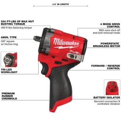Milwaukee Tools M12 FUEL Stubby 3/8