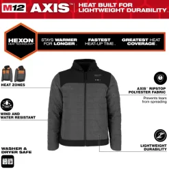 Milwaukee Tools M12 Heated Axis Jacket Grey, Kit M102G