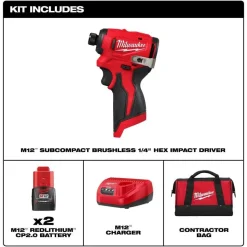 Milwaukee Tools M12 Subcompact Brushless 1/4