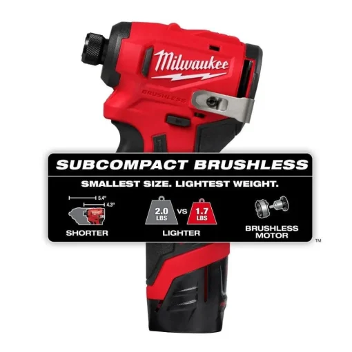 Milwaukee Tools M12 Subcompact Brushless 1/4" Hex Impact Driver Kit 3450-22