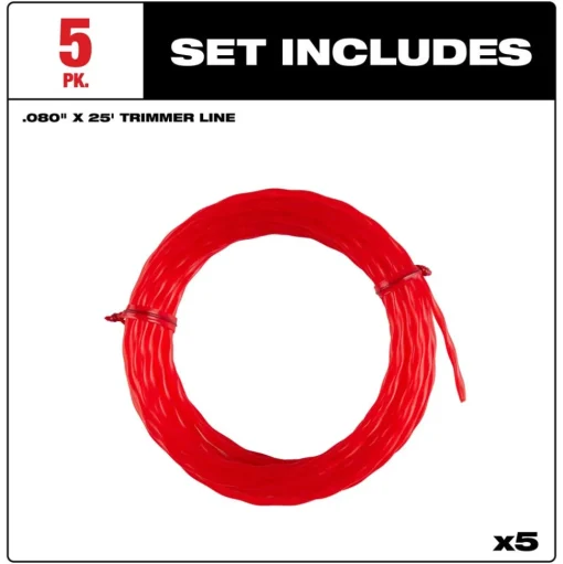Milwaukee Tools Milwaukee .080" x 25’ (5 pk) Pre-Cut Twisted Trimmer Line 49-16-2810