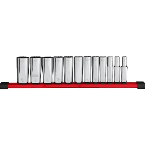Milwaukee Tools 12pc 3/8” Drive 12-Point Deep Well SAE Socket Set 48-22-9421