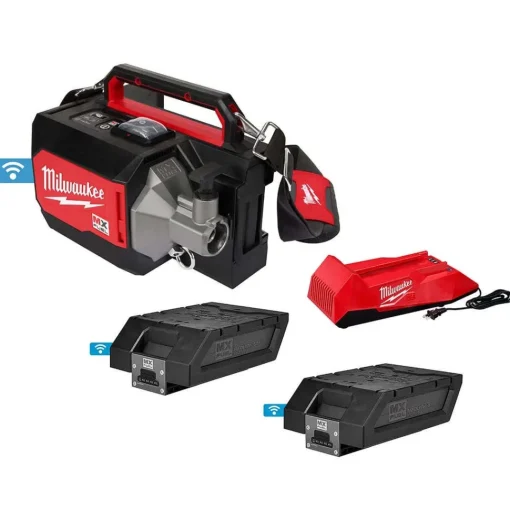MX FUEL Concrete Vibrator Kit w/ ONE-KEY and MX FUEL REDLITHIUM HD12.0 Battery Pack Bundle