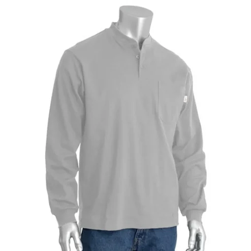 PIP AR/FR Gray Long Sleeve Henley 385-FRHN-LG 3X PIP385-FRHN-(LG)