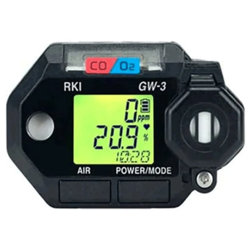 RKI Instruments GasWatch 3 w/ Dual CO/O2 Sensor, Alligator Clip 73-0026