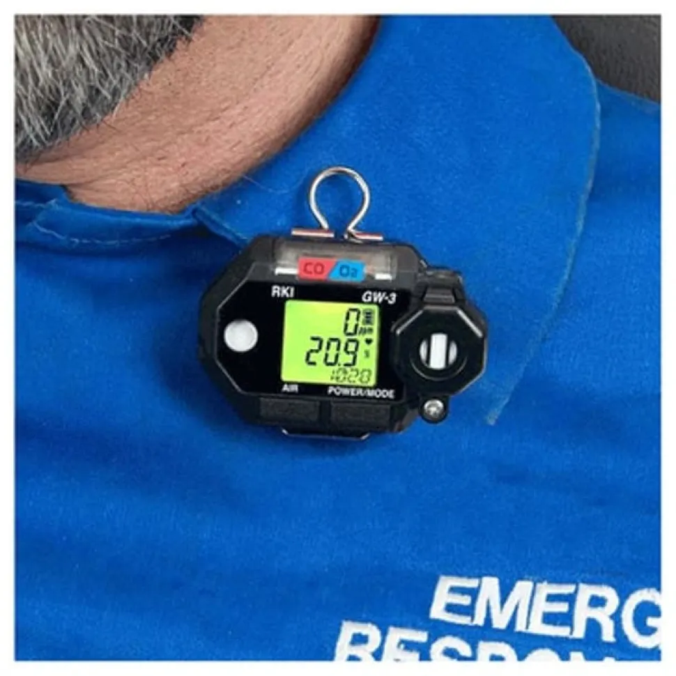 RKI Instruments GasWatch 3 w/ Dual CO/O2 Sensor, Alligator Clip 73-0026