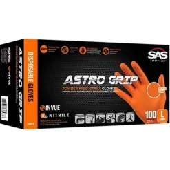 SAS Astro-Grip 8 Mil Disposable Nitrile Gloves Reinforced Scale Grip - (Box of 100) 66572