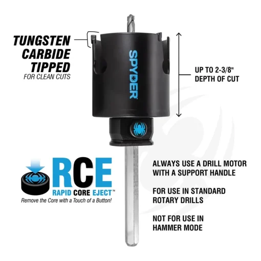 Spyder Hex10 1/2" HSS Quick Change Hole Saw Arbor Pilot Bit 600645P