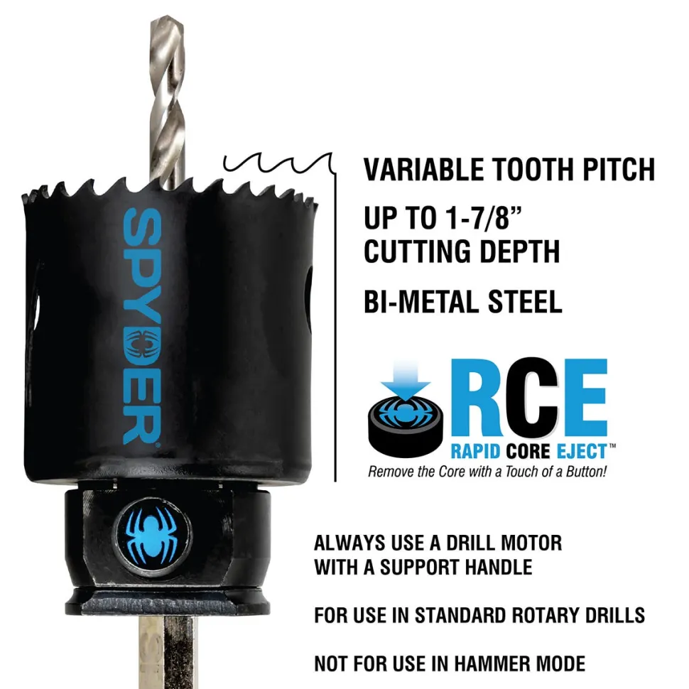 Spyder 5-Piece Rapid Core Eject™ Door Lock Installation Jig and Bi-Metal Hole Saw Kit (1" and 2-1/8") 600884