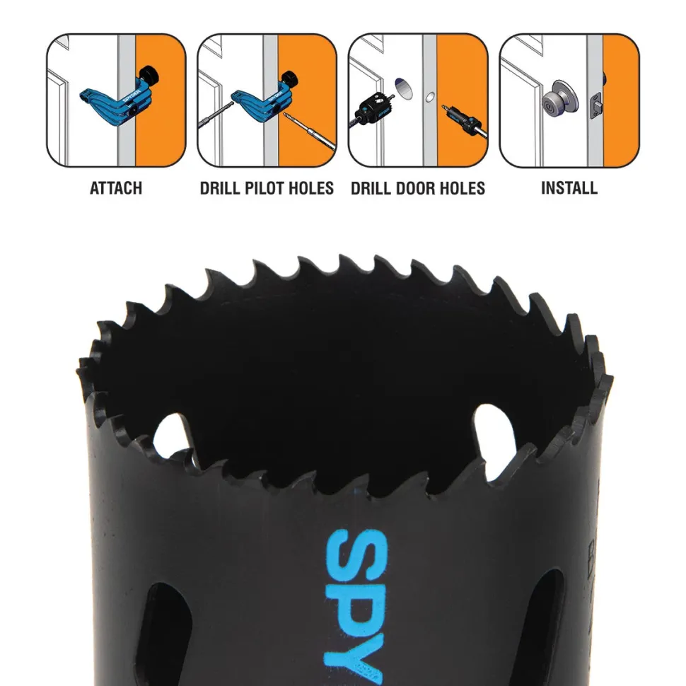 Spyder 5-Piece Rapid Core Eject™ Door Lock Installation Jig and Bi-Metal Hole Saw Kit (1" and 2-1/8") 600884