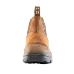 Steel Blue Work Boots Men's Hobart Scuff Steel Toe Boots - Brown, Wide 812967-BRN