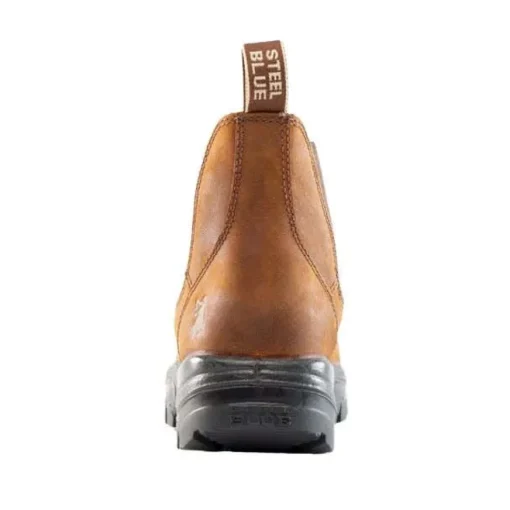 Steel Blue Work Boots Men's Hobart Scuff Steel Toe Boots - Brown, Wide 812967-BRN